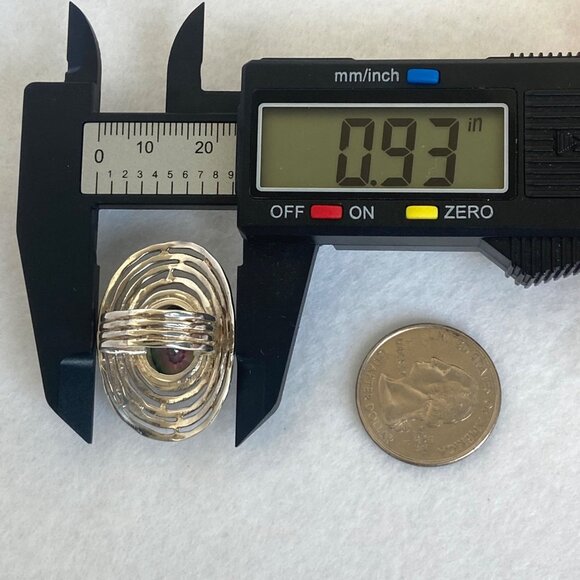 Sterling Silver 925 India Large Bezel Set Oval Mystic Quartz Statement Ring 5.5 - Picture 15 of 16